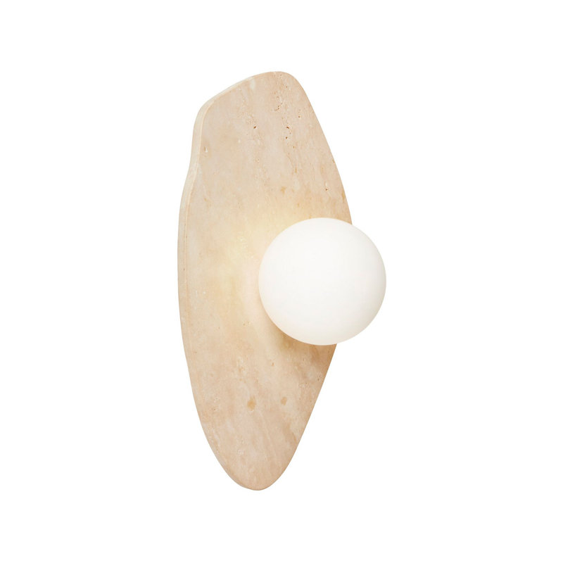 Lampe murale élégante avec corps en travertin, couleur beige et blanche, 16,5 x 3,9 pouces | Capuchon en verre de diamètre 4 po x 3,9 po | 1 x douille G9 (10 W maximum, ampoule non incluse) | Design moderne pour le salon, la chambre à coucher ou le couloir