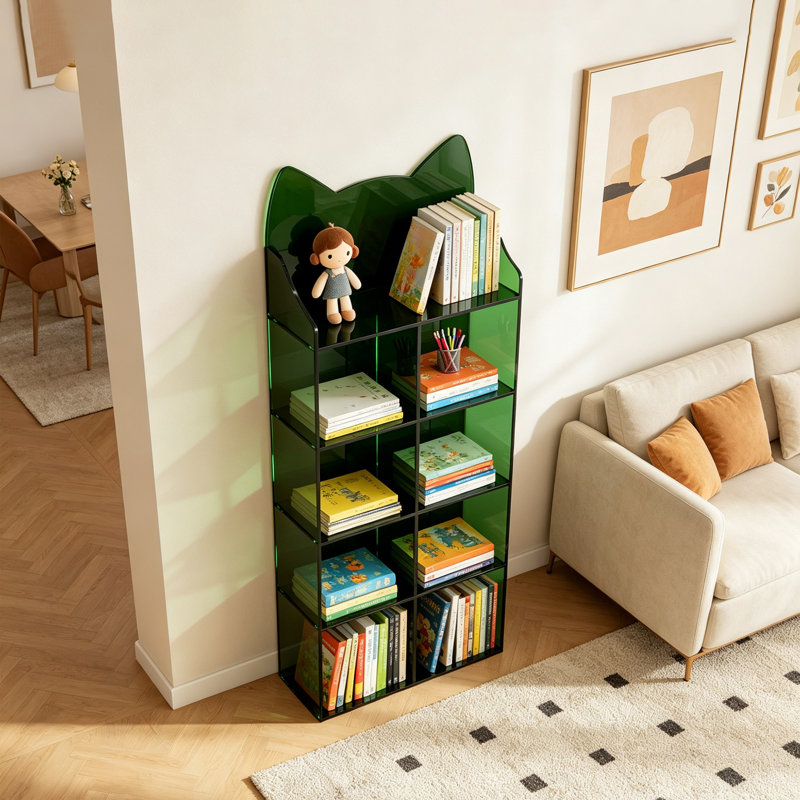 Bibliothèque acrylique chic, (5 tablettes) H 61,02 po x l 23,62 po x P 9,84 po