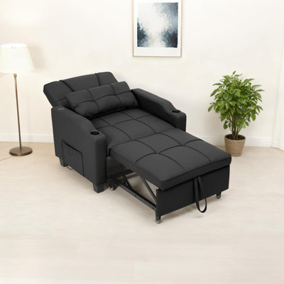 4 in 1 Convertible Sofa Chair Bed Sleeper Chair Pull Out Bed, Single Sofa Recliner with Vibration Massage