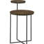 2 tables d'appoint de style rustique - bois de manguier naturel et base bronze industriel