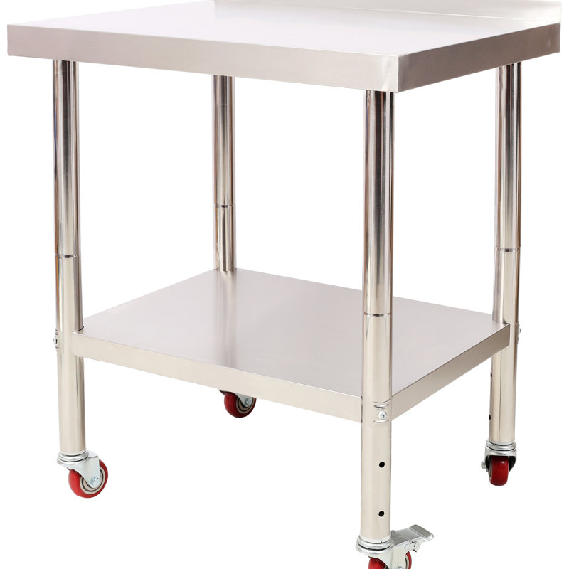 Table de préparation robuste en acier inoxydable 30 x 24 35 1/2 po avec capacité de 440 lb, dosseret, tablette inférieure réglable et 4 pour la conception de table de travail à capacité de charge de restaurant, préparation d'hôtel à tablette