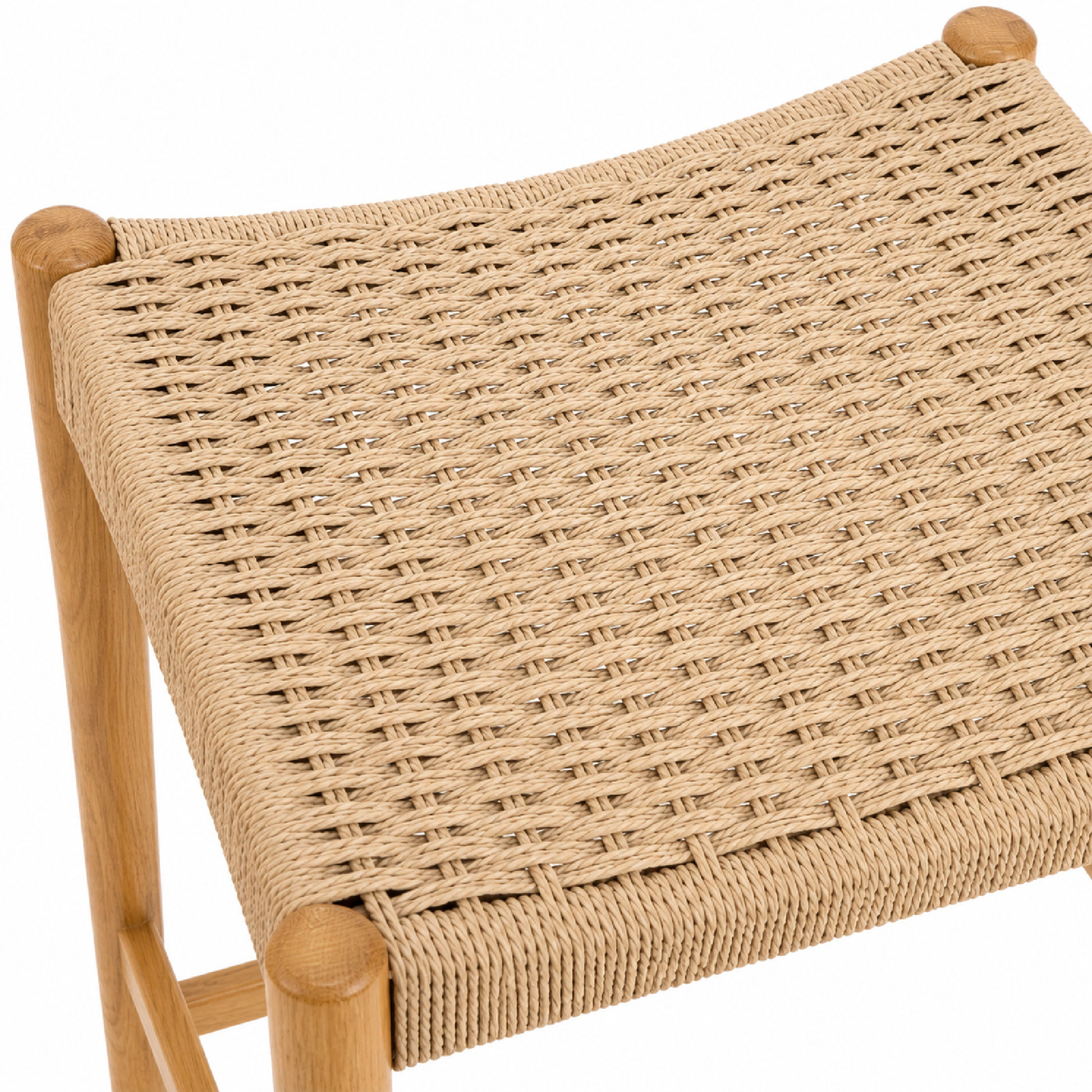 Rustic Walnut Bar Stool,Woven,Solid Oak Wood, Natural Oak