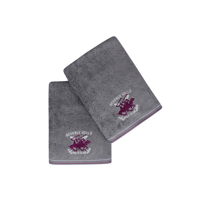 Ensemble de 2 serviettes de bain 100% coton, Gris foncé