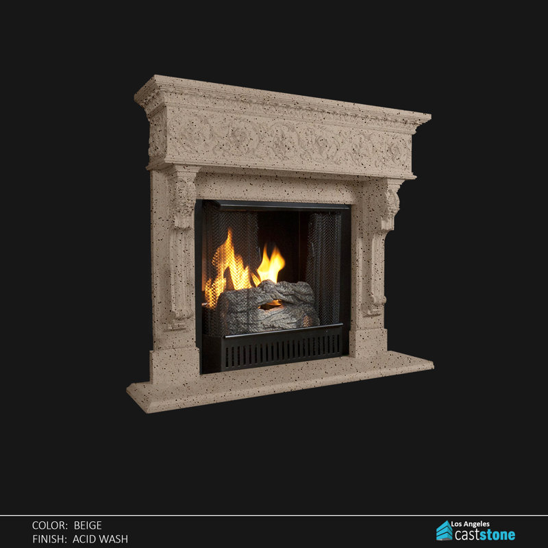 Marfa Fireplace Surround, Beige Acid Wash