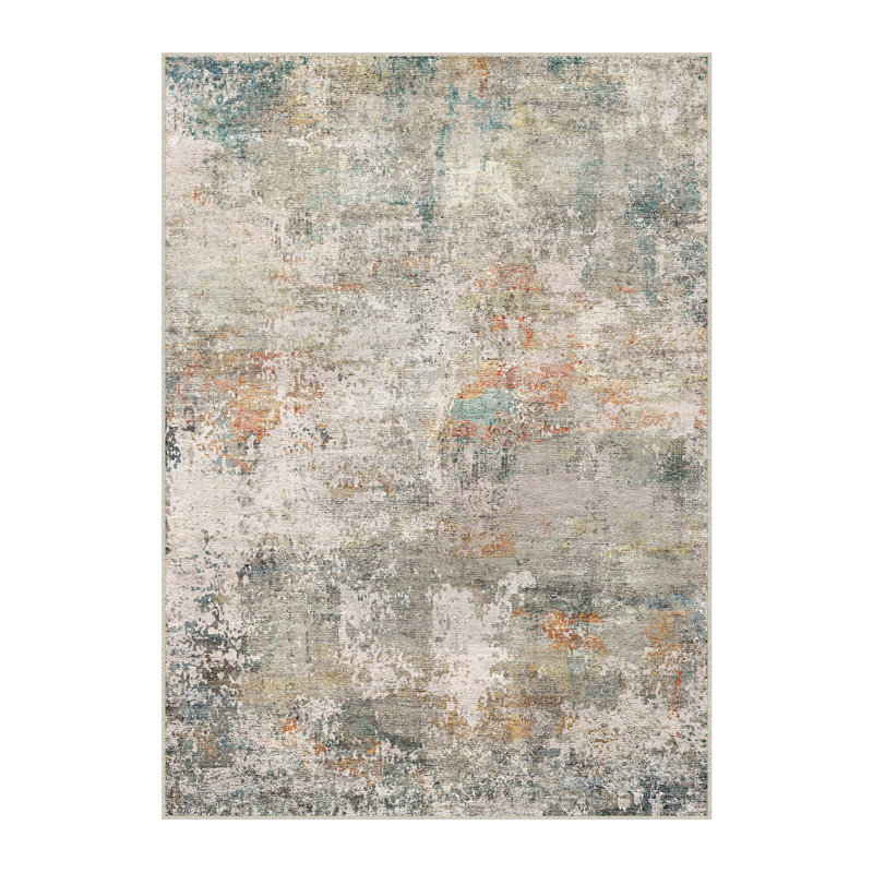 Jayden Abstract Grey/Red Area Rug, Rectangle 5 pi x 7 pi 6 po