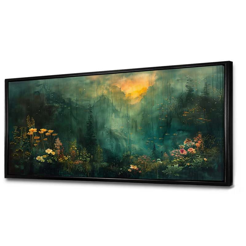 Forêt verte «Enchantment Forest», impressions encadrées, H 28 po x l 60 po, Toile avec cadre flottant, Noir