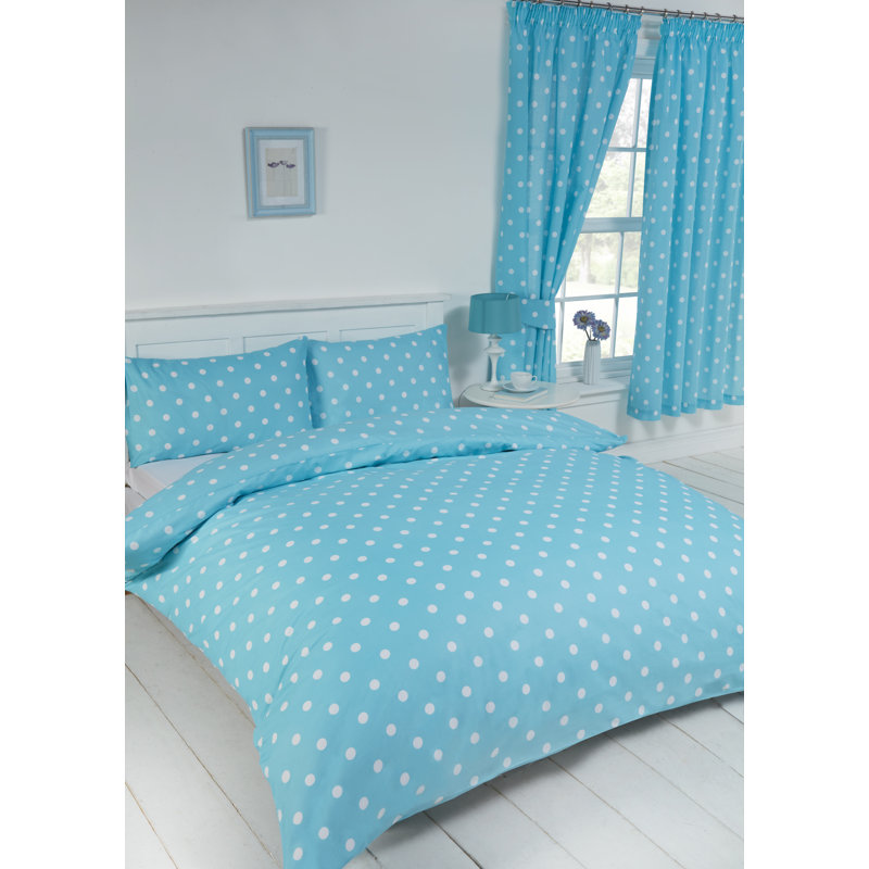 Polka Dot Rizo Duvet Cover Set, Double Duvet Cover + 2 Standard Pillowcases, Duck Egg