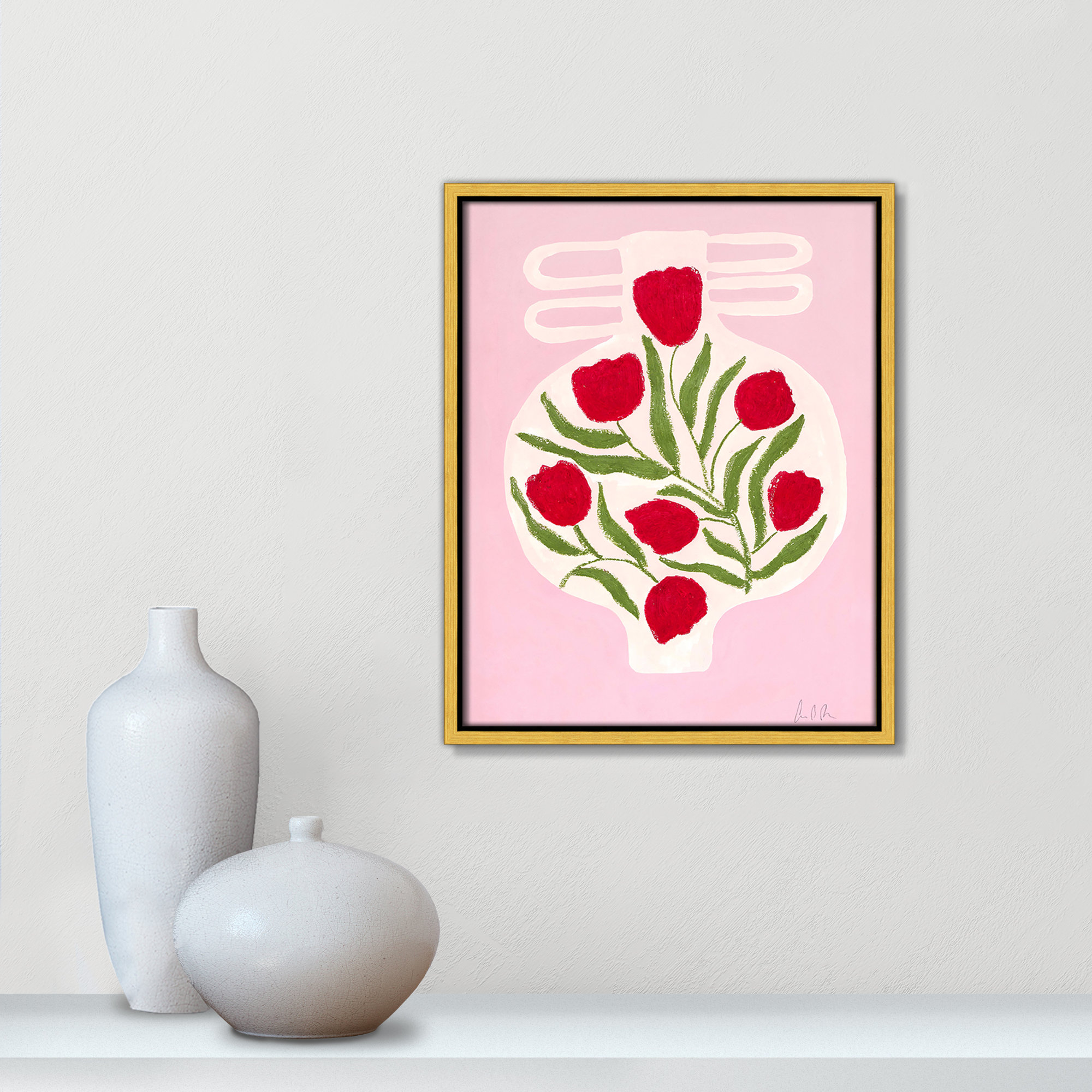 Vase No. 02 Print by Camilla Bergqvist, 15.5" H x 12.5" W, Gold