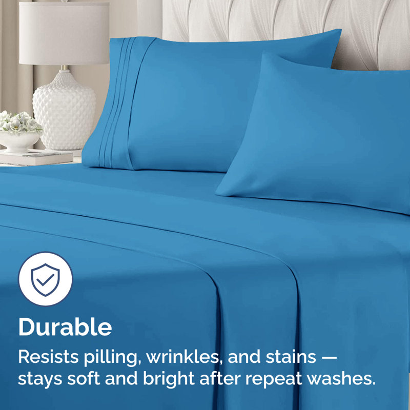 Microfiber Pillowcase Set of 2, Soft Double Brushed Pillow Covers, Breathable & Easy Care, Denim Blue, King
