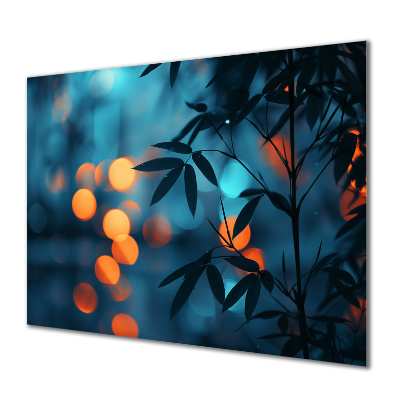 Décoration murale en bambou orange et bleu Nirvana, Métal métal, H 16 po x l 32 po
