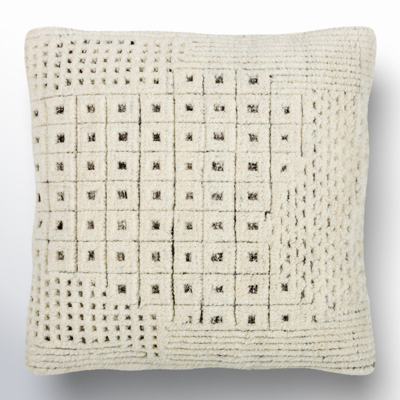 Danza Geometric Wool Throw Pillow, 18" x 18", Down