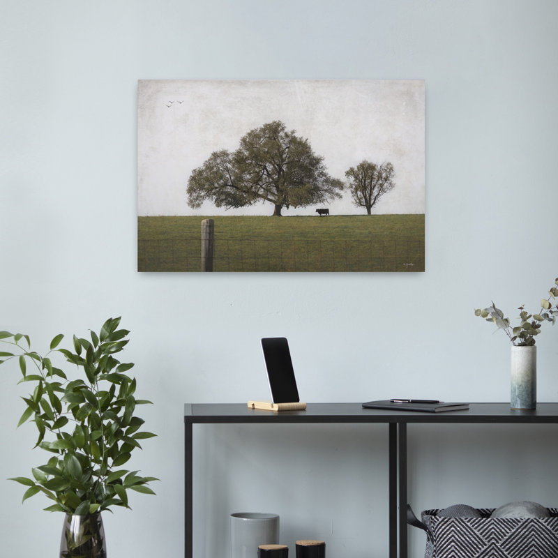 «Lonely One Contemporary Bird Cow Landscape Art»
