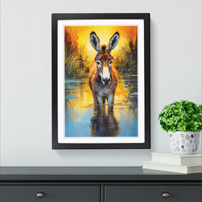Donkey Impressionism - Single Picture Frame Print on Wood