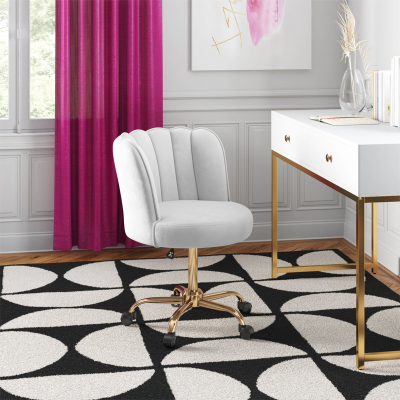 Chaise de bureau en velours Luciean, Gris