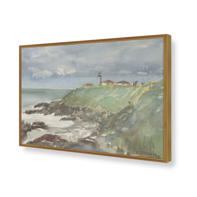 «Point Judith RI» par Stephen Calcasola, reproduction d'art, Impression sur cadre ouvert sans papier mat, H 12 po x l 16 po