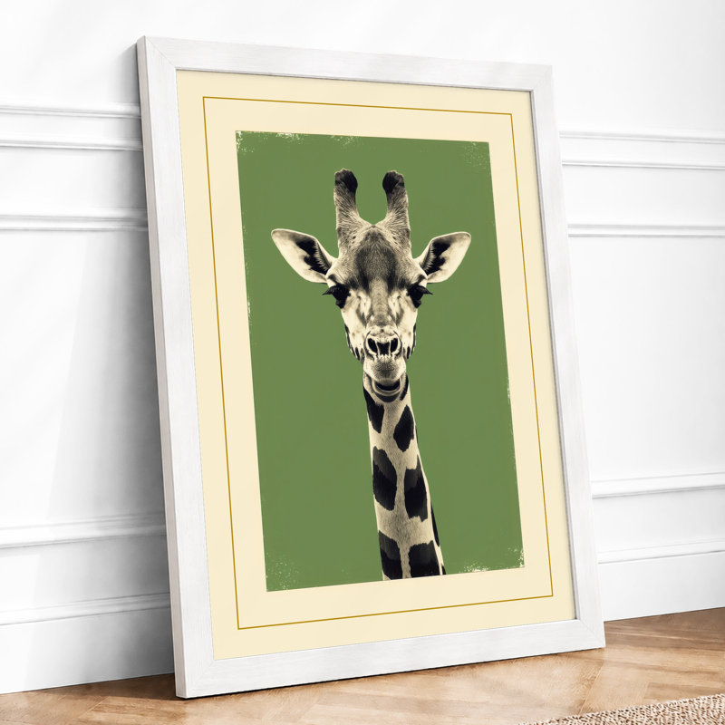 Giraffe Facing Forward Modern - Print, A3 - 42.0 x 29.7 cm, White