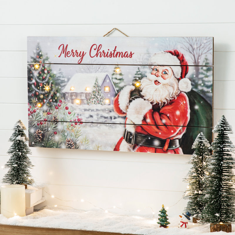 Décoration murale père Noël en bois