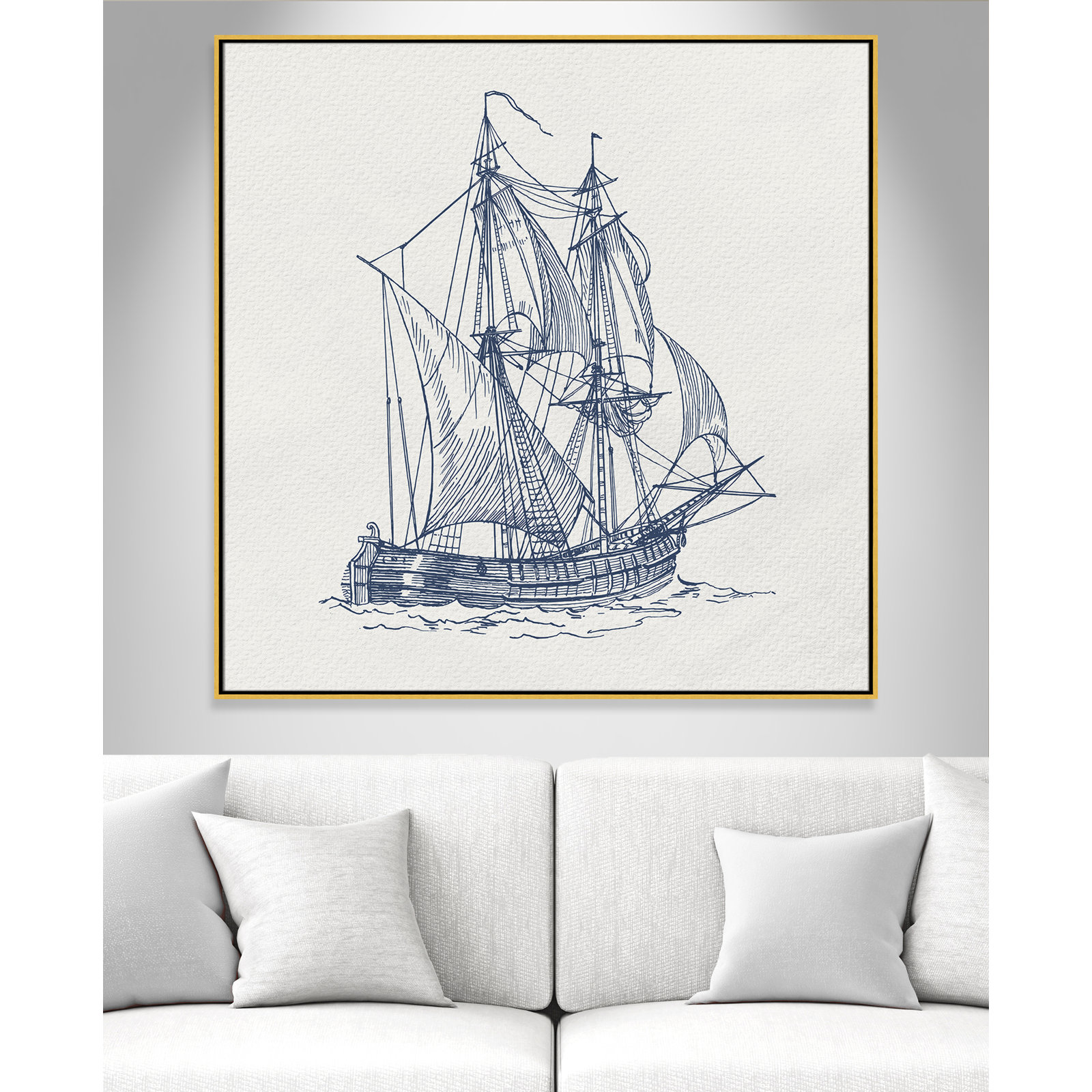 Into the Sea I Print by Kimberly Allen, Gold, 46.5" H x 46.5" W