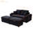 Corduroy Fabric Loveseat with Ottomans and Two Pillows-281212848