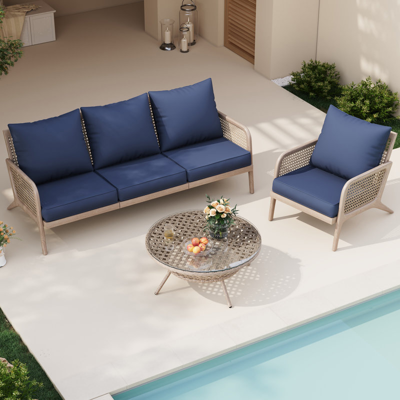 Outdoor Replacement Cushion Set Seat/Back Cushion(SOFA NOT INCLUDED), Navy