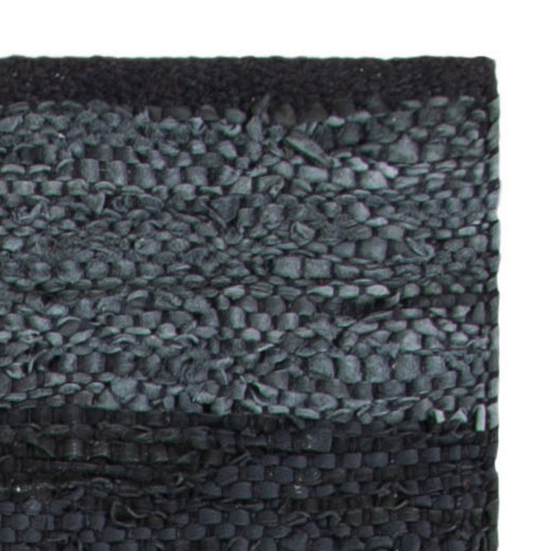 Martins Vintage Leather Hand Woven Leather And Cotton Solid Color Rug, Runner 2'3" x 9'