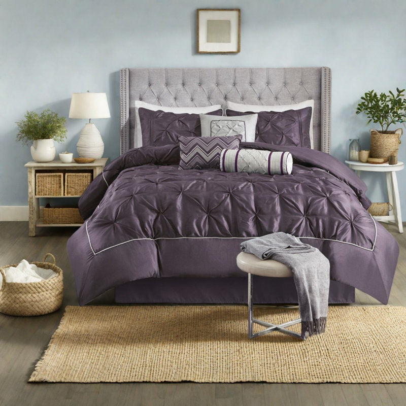 Ensemble de literie prune à pièces, capitonnage en polyester confort moderne pour la maison