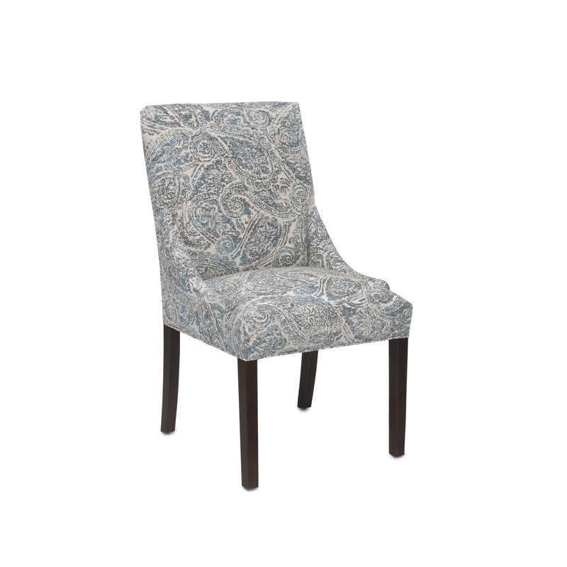 Chaise de salle à manger Griffie, Bleu cachemire / lin naturel, Espresso