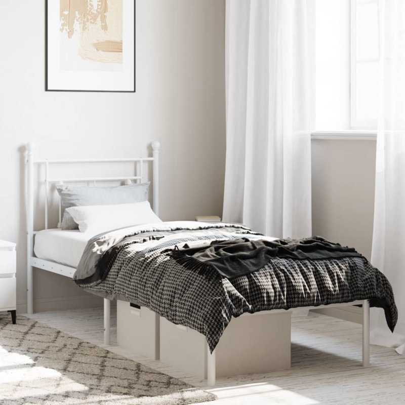Acari Metal Bed, Small Single (2'6), White