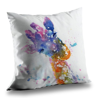 Abstract Giraffe with Color Splash - Modern Animals Throw Pillow