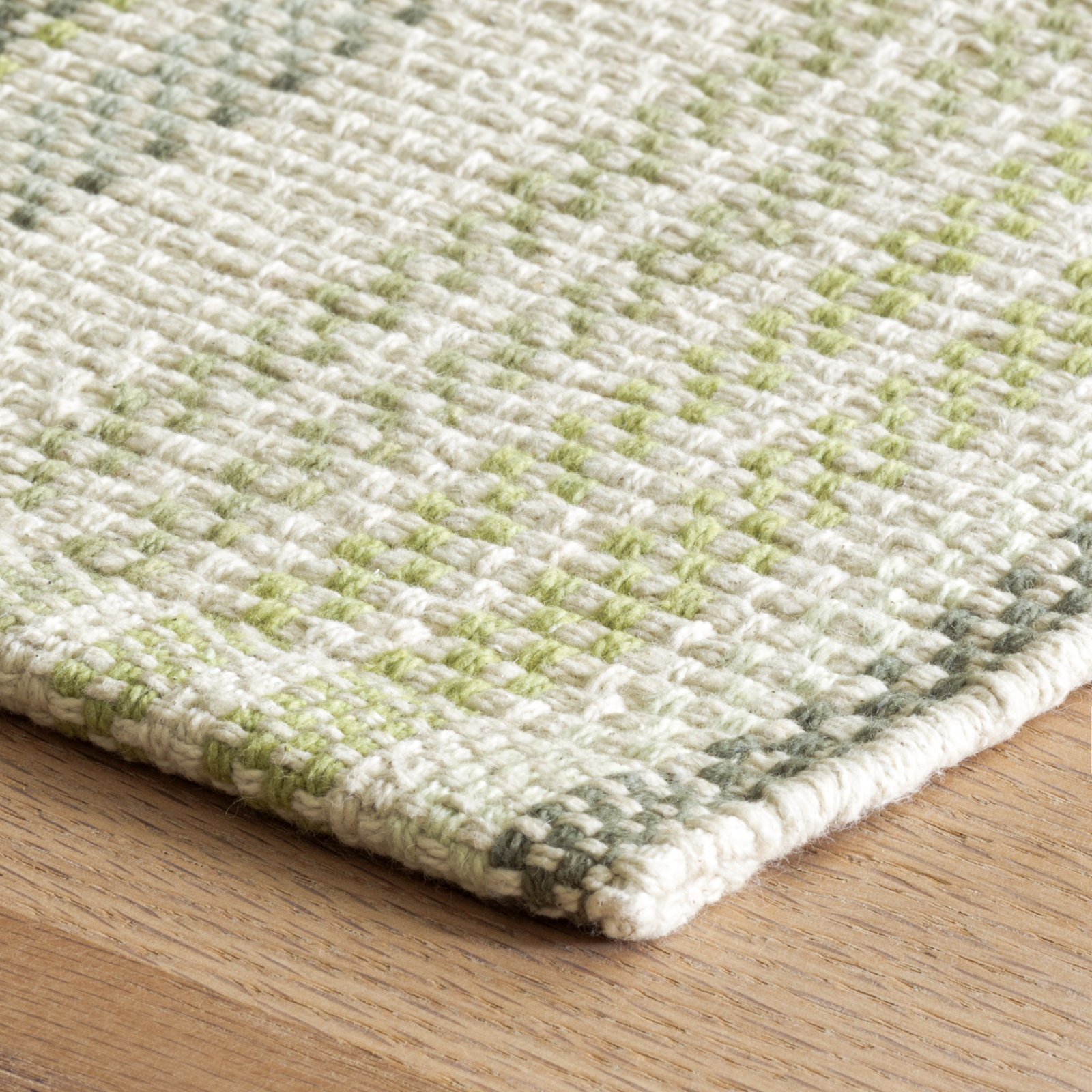 Oslo Green Hand-Woven Striped Cotton Rug, Rectangle 8'6" x 11'6"