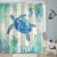 Ensemble de rideau de douche en tissu imperméable avec crochets pour salle de bain Funny Ocean Turtle 72 po x 72 po-611636183