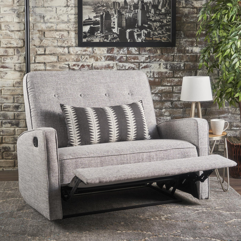 Lieb Fabric and Tweed Recliner, Light Gray