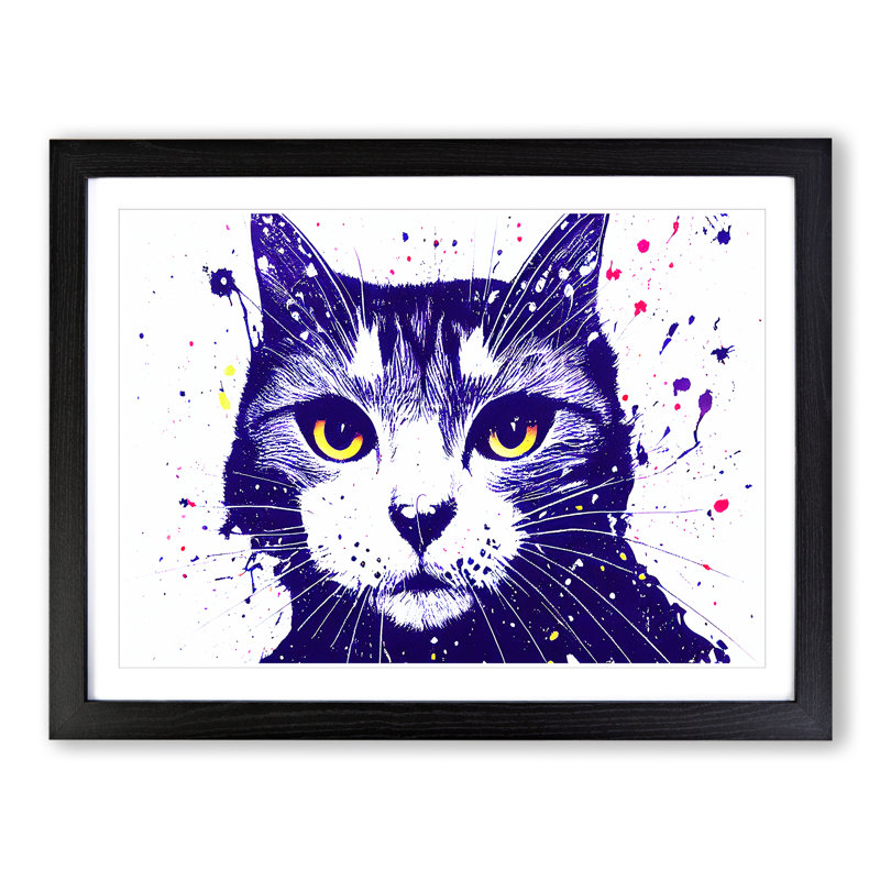 Cat Paint Splatter - Framed Print, Black, 34cm H x 46cm W x 2cm D