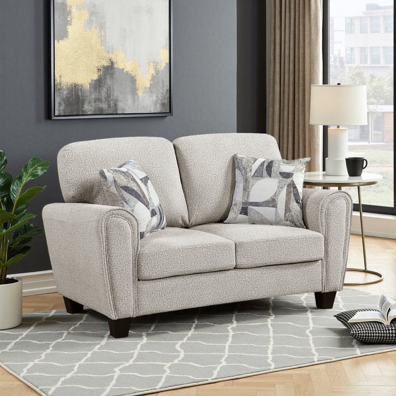 Causeuse en chenille moderne et contemporaine avec coussins de dossier réversibles 62,5 po Walden, Gris