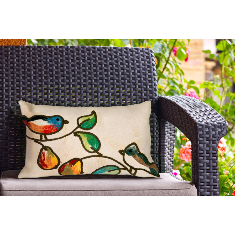  Song Birds Outdoor Rectangular Pillow Cover & Insert, Cream