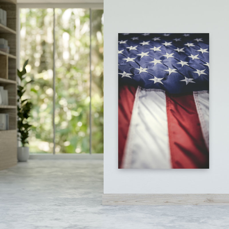 Affiche murale abstraite vintage représentant un paysage naturel avec le drapeau américain patriotique, 60" H x 40" W