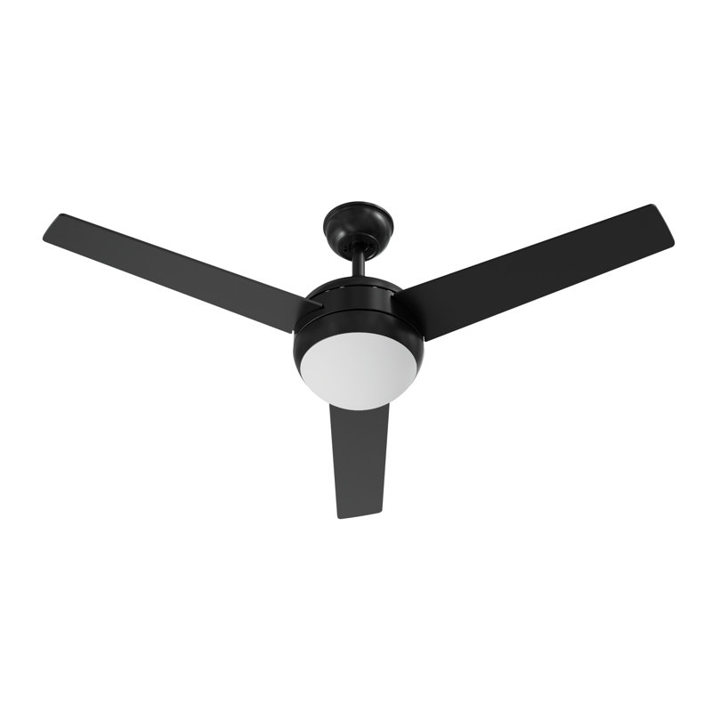Ventilateur de plafond à DEL 3 pales 52 po Davis - Davis - finition noire, Noir, Noir