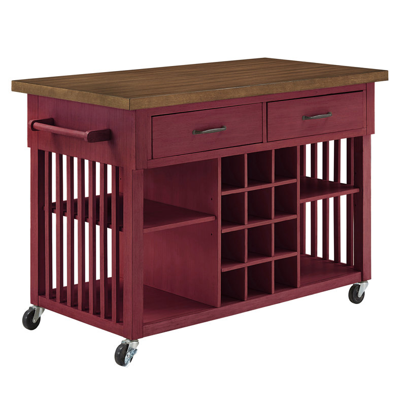 Sariyah Wood Kitchen Cart, Antique Berry