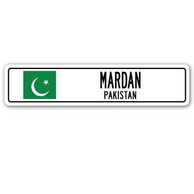 Plaque de rue en aluminium Mardan, drapeau du Pakistan