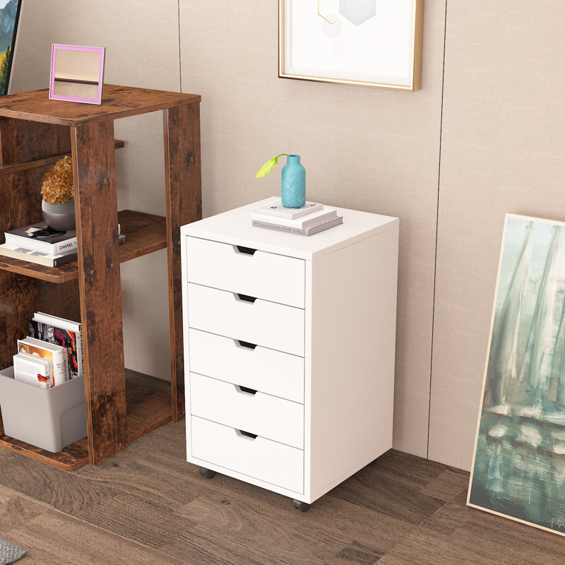 26.7 " Wide 5 MDF Filing Cabinet, White