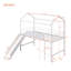 Lit mezzanine simple en métal avec glissade, cadre de lit pour enfant en forme de maison avec échelle et tableau d'écriture-748263009