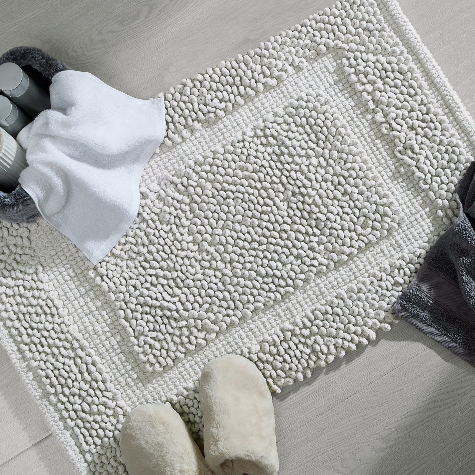Payten Classic Cotton Bath Mat, Soft Gray, Single - 20"W x 32"L
