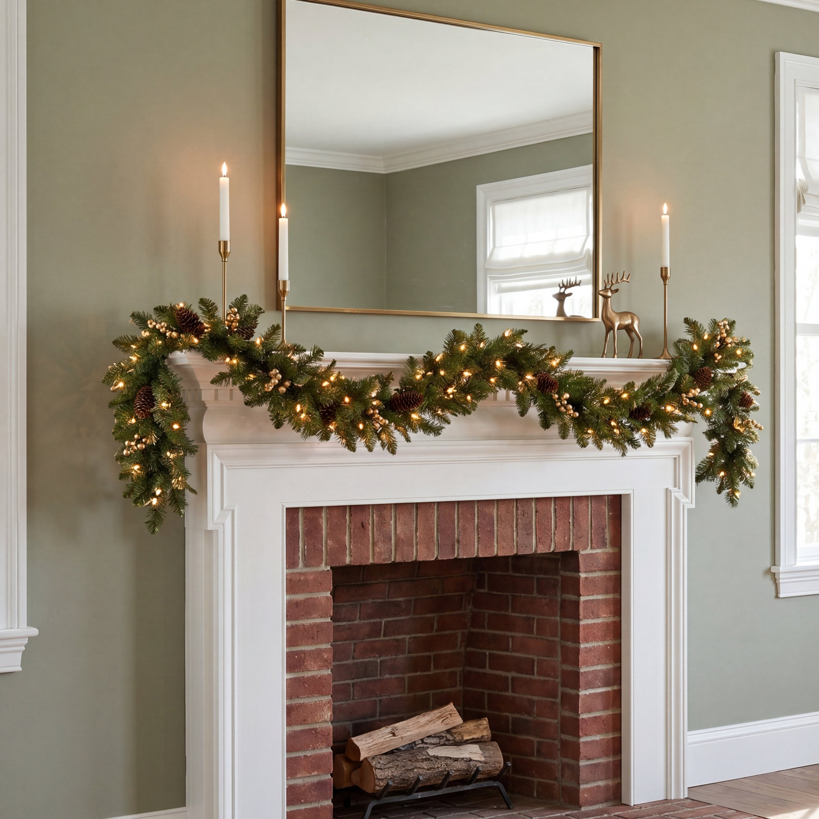 108" Pre-Lit Gold Pine Christmas Garland