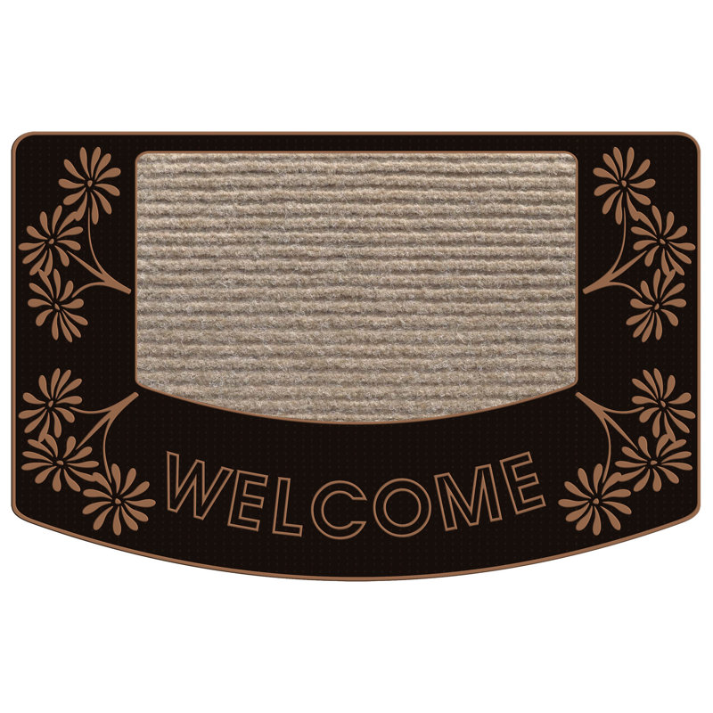 Non-Slip Floral Outdoor Doormat, Bronze