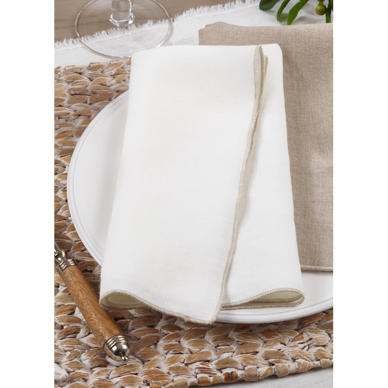 Set of 4 Dartmouth Linen No Pattern Square Napkins, Ivory