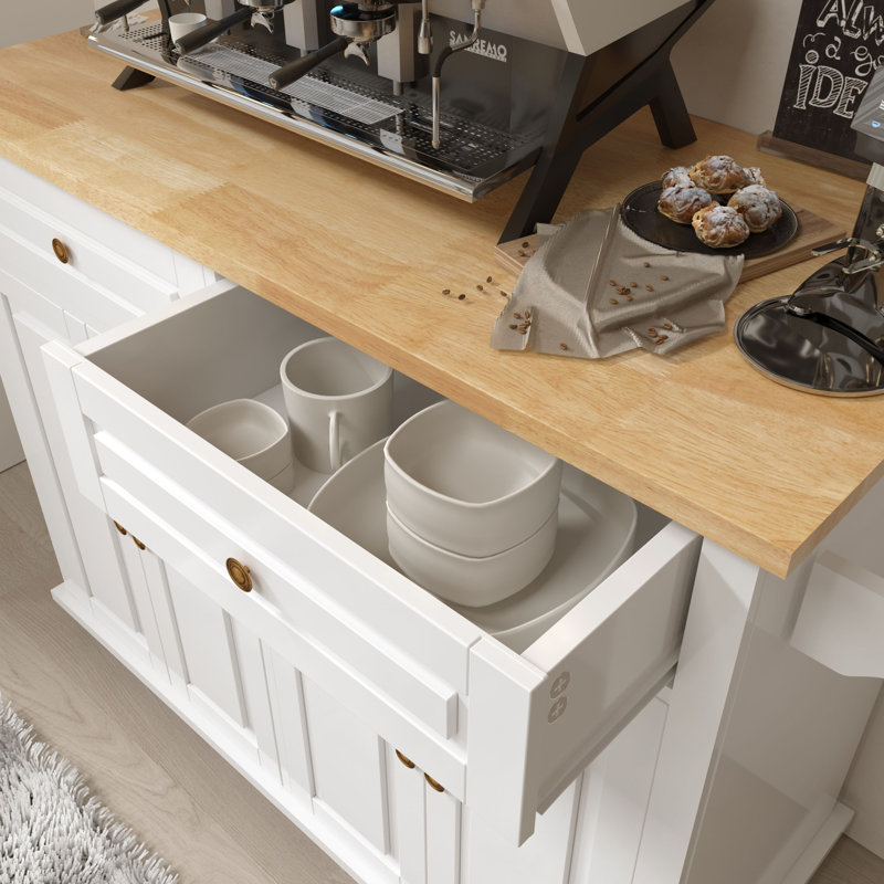 Laronna Solid Wood Top Kitchen Island, White
