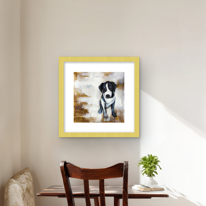 Chien assis - décor de salon noir mat, H 16 po x l 16 po, Doré