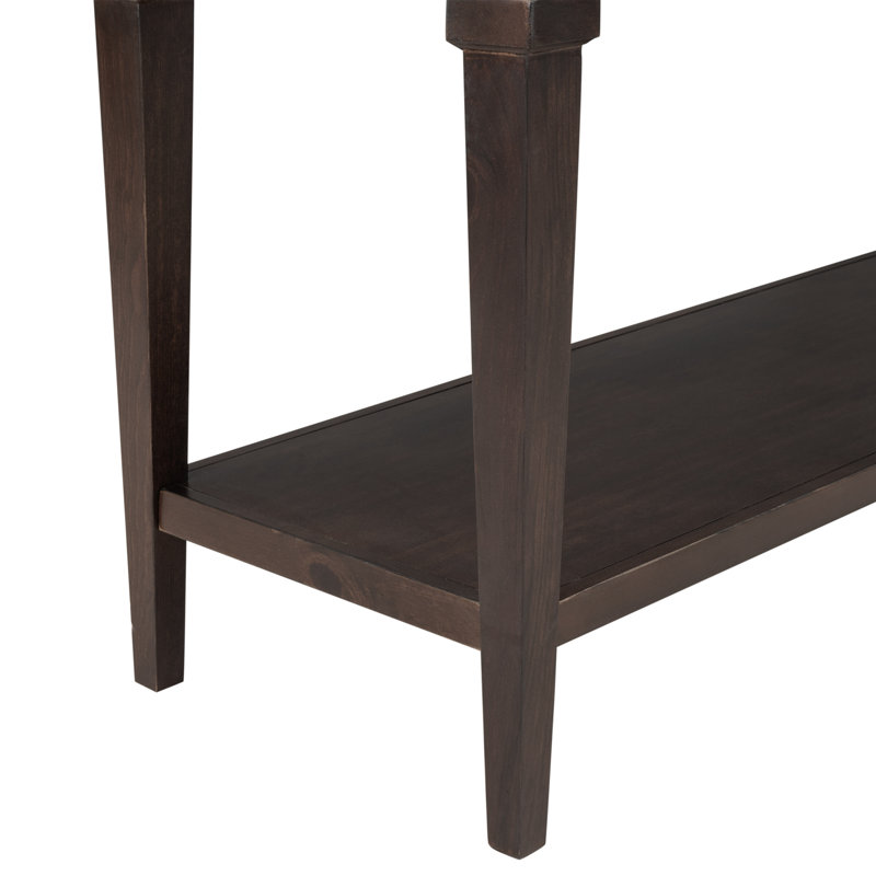 Console de style rétro classique avec trois tiroirs supérieurs et tablette inférieure ouverte, Espresso