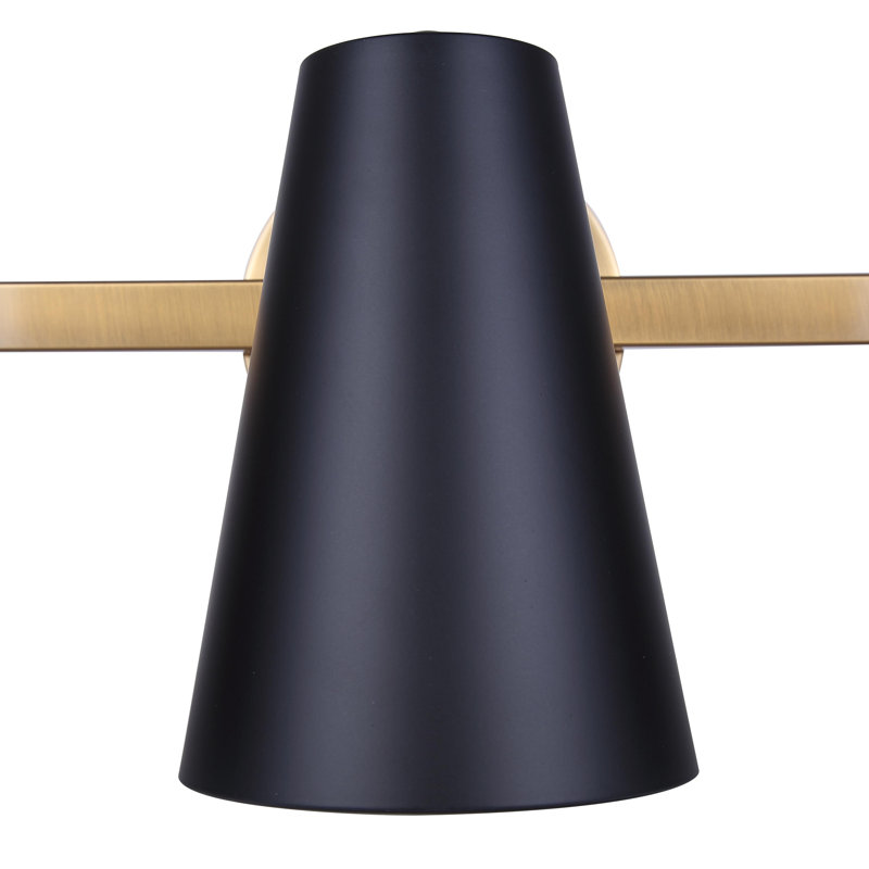 Hisayoshi 24.5 In. 3 Light Gold Vanity With Matte Black Metal Shade