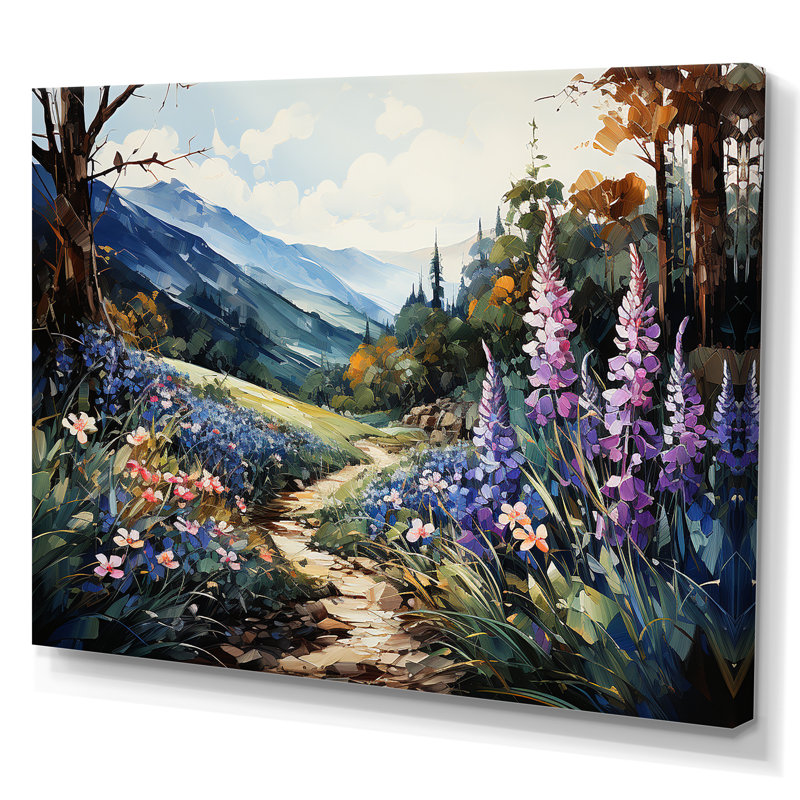 «Blue Bonnets Mountain Landscape» sur toile, Toile tendue, H 24 po x l 32 po x P 1 po